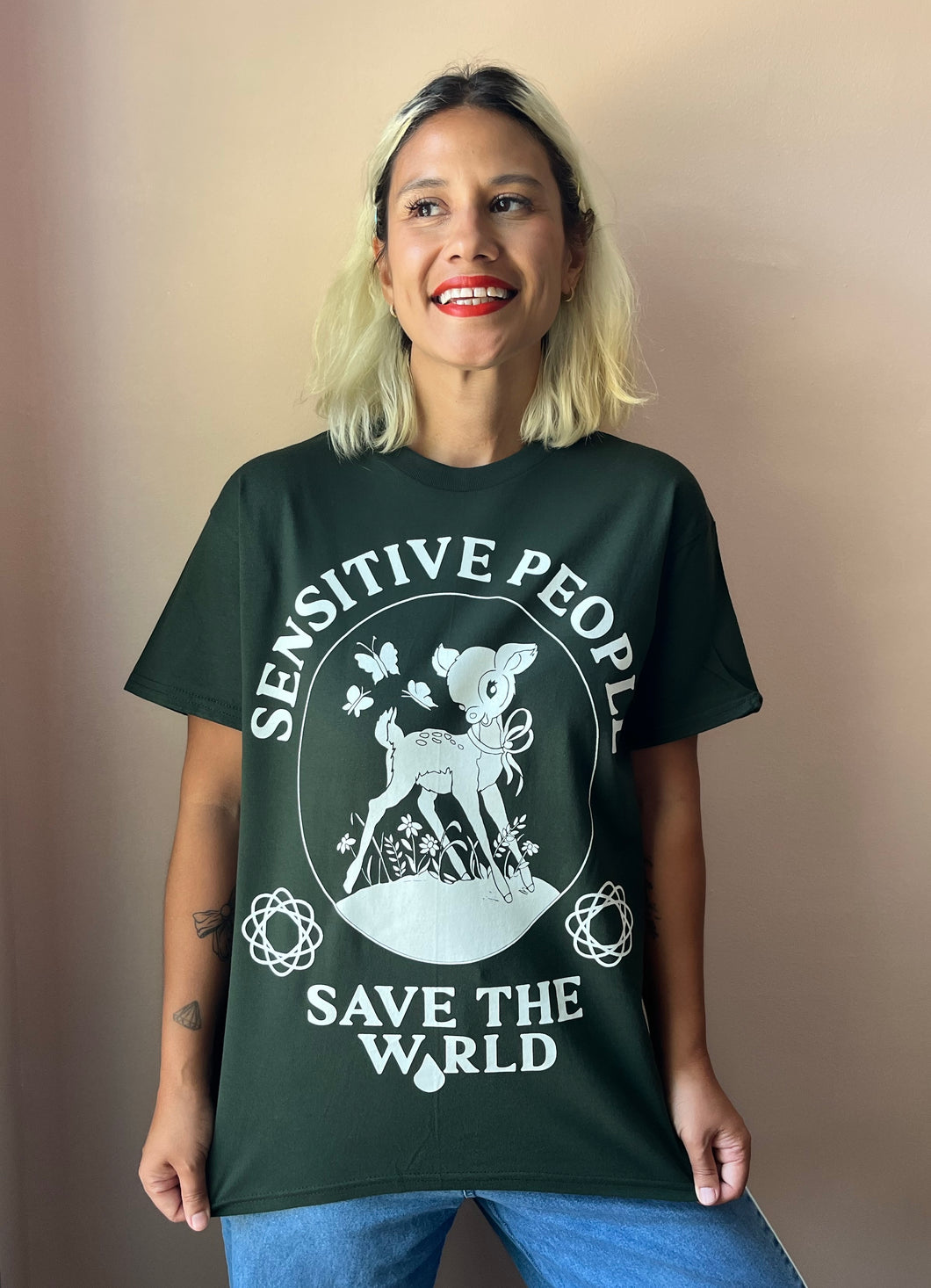 Sensitive People Save The World T-Shirt (Forest Green)