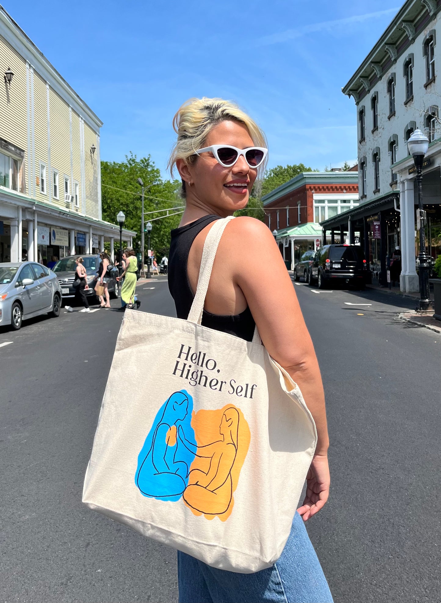 Hello Higher Self Large Tote